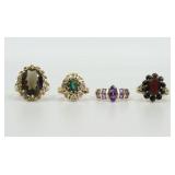 (4) 14K GEMSTONE RINGS