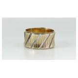 14K CARVED BICOLOR WIDE BAND RING