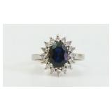 14K SAPPHIRE & DIAMOND HALO RING ATTR. TO EFFY BH