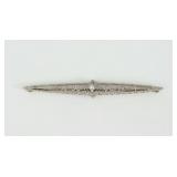14K ART DECO FILIGREE BAR PIN