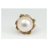 18K MABE PEARL & DIAMOND RING