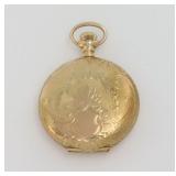 LADIES 14K WALTHAM HUNTER CASE POCKET WATCH