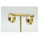 PAIR ITALIAN 18K HOLLOW GOLD HOOP EARRINGS