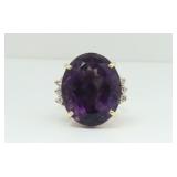 VINTAGE PURPLE IOLITE & DIAMOND COCKTAIL RING