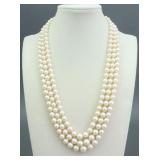 3-STRAND PEARL NECKLACE WITH 14K JADE CLASP