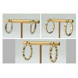 (3) PAIRS OF HOLLOW GOLD HOOP EARRINGS