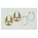 (2) PAIRS OF OVAL HOOP EARRINGS