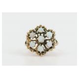 14K OPAL CLUSTER RING