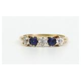 14K DIAMOND & SAPPHIRE 5-STONE RING