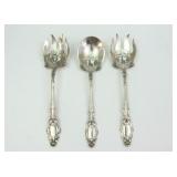 (3) STERLING SALAD SERVING UTENSILS