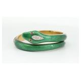 ITALIAN 18K DIAMOND, RUBY & ENAMEL SNAKE BANGLE