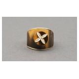 GENTS 14K TIGER EYE & DIAMOND COCKTAIL RING