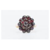 18K SWEDISH GARNET CLUSTER RING