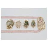 (4) WIRE-WRAPPED CRYSTAL CLUSTER PENDANTS, ETC.
