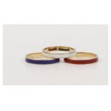 SET OF (3) RED, WHITE & BLUE ENAMELED BANDS