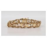 14K FANCY HEART LINK BRACELET
