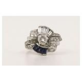 RETRO 14K DIAMOND & SAPPHIRE COCKTAIL RING