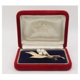 MIKIMOTO 14K LEAF PIN