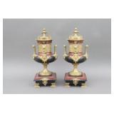 PAIR GILT BRONZE NEOCLASSICAL-STYLE CAMPANA URNS