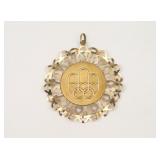 10K LARGE 1976 MONTREAL OLYMPIC FILIGREE PENDANT