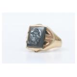GENTS 10K INTAGLIO RING WITH ROMAN SOLDIER PROFILE