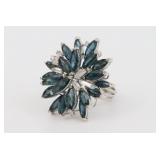 14K SAPPHIRE & DIAMOND COCKTAIL RING