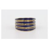 18K BLUE ENAMEL WIDE BAND DOME RING