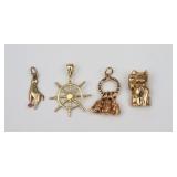 (4) GOLD PENDANT CHARMS