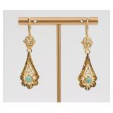 PAIR 18K TURQUOISE DANGLE EARRINGS