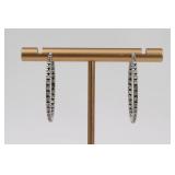 PAIR ITALIAN 18K INSIDE-OUT DIAMOND HOOP EARRINGS