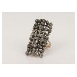 14K SILVER-TOP & ROSE CUT DIAMOND COCKTAIL RING