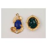 (2) 14K GEMSTONE PENDANTS