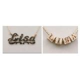 (2) 14K PERSONALIZED NAME NECKLACES