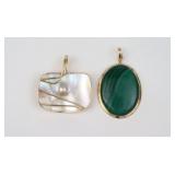 (2) LARGE 14K GOLD-MOUNTED GEMSTONE ENHANCERS
