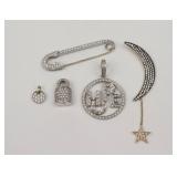 (5) PIECE DIAMOND ENCRUSTED GOLD JEWELRY GROUP