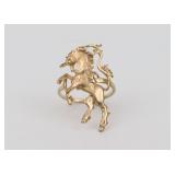 14K REARING UNICORN NOVELRTY RING