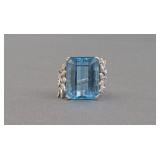 PLATINUM BLUE GEMSTONE & DIAMOND COCKTAIL RING