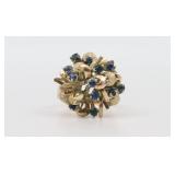 10K SAPPHIRE CLUSTER RING