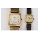 (2) 14K GOLD CASE WATCHES - LONGINES & CROTON