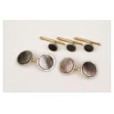 5-PIECE PLATINUM-TOP 14K ABALONE CUFFLINK SET