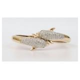 14K DIAMOND & EMERALD DOLPHIN BANGLE BRACELET