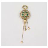 18K DIAMOND & GEMSTONE REVERSIBLE KEY PENDANT