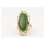 14K LARGE MODERN STYLE JADE COCKTAIL RING