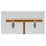 PAIR PLATINUM & DIAMOND HUGGIE MINI HOOP EARRINGS