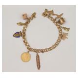 18K SWEDISH CHARM BRACELET WITH (9) GOLD CHARMS