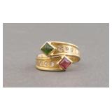 18K MULTI GEMSTONE BYPASS RING
