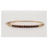 14K GARNET SIDE HINGED BANGLE
