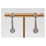 PAIR 18K DIAMOND FLOWER-FORM DANGLE EARRINGS