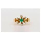 18K DIAMOND & EMERALD RING