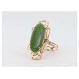 14K LARGE MODERN STYLE JADE COCKTAIL RING